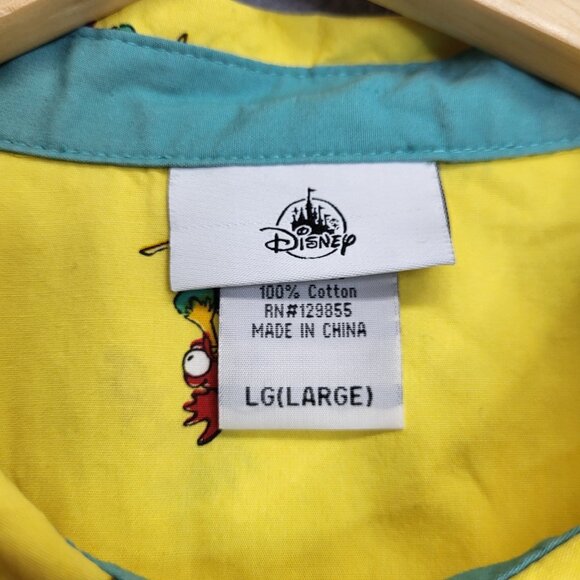 Disney Shirt Mens Large Yellow Hei Hei Rooster All Over Print Moana Button Up - Picture 6 of 8